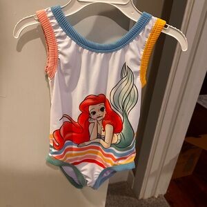 Disney Blue and White Rashguard Swim Top and one piece swimsuit